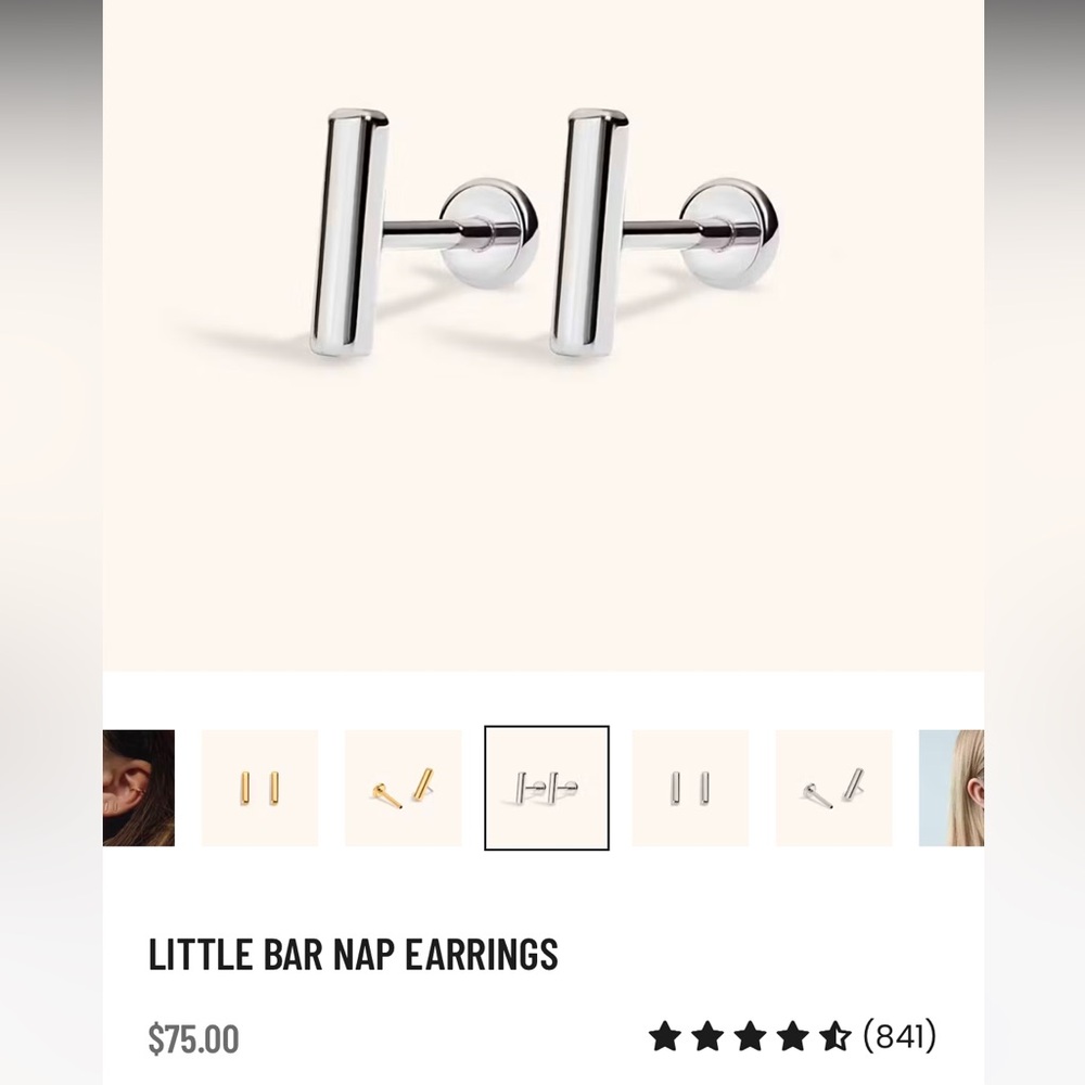 Maison Miru Little Bar Nap Earrings (Silver)